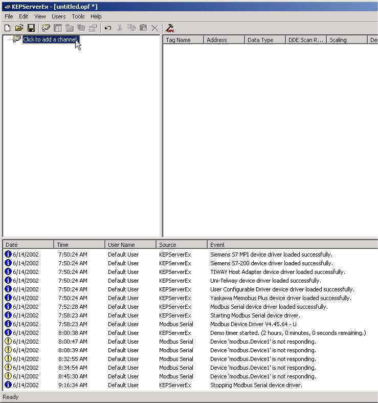 kepware modbus server